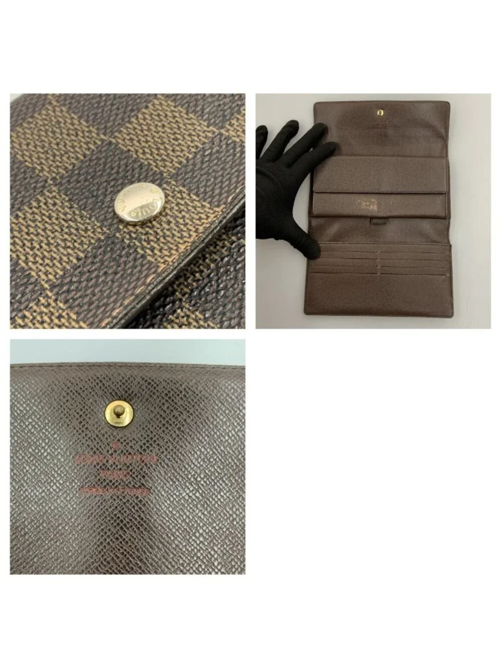 Louis Vuitton Damier Portefeuille International Trifold Wallet Dark Brown